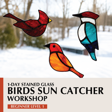 Load image into Gallery viewer, 1-Day Beginner Stained Glass Sun Catcher Birds Workshops
