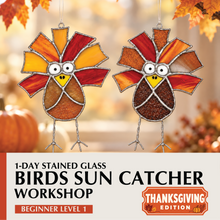 Load image into Gallery viewer, 1-Day Beginner Stained Glass Sun Catcher Birds Workshops
